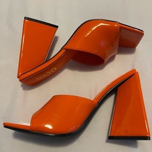 Patent Orange Mules